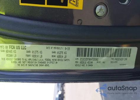 2019 Dodge Challenger R/T из США, поврежденный, VIN 2C3CDZBT6KH729362